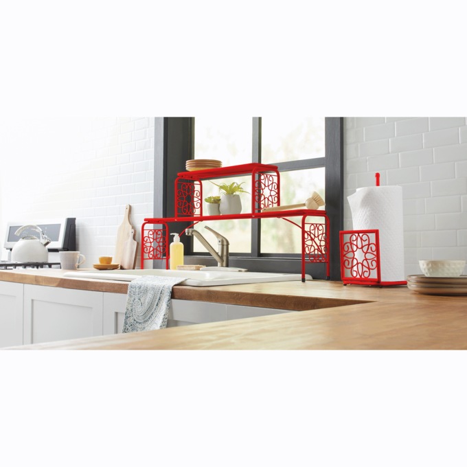 Gerbera Scroll Paper Towel Holder, Red, large