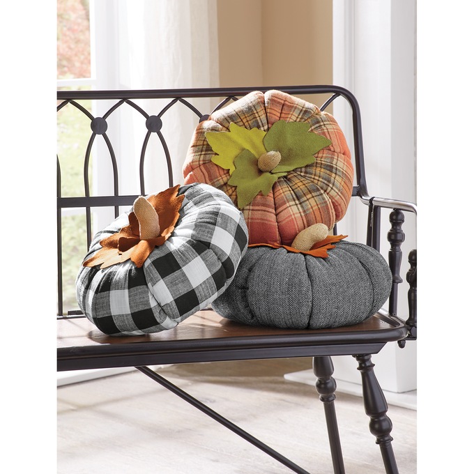 Stuffed Pattern Pumpkin Pillow, , large