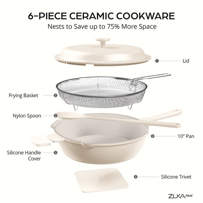 Granitestone 10" Zuka Pan, Cream, large