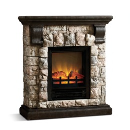 Faux-Stone Electric Fireplace, Rustic, , large