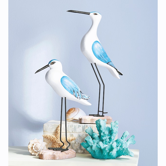Set of 2 Coastal Bird Figurines, , large