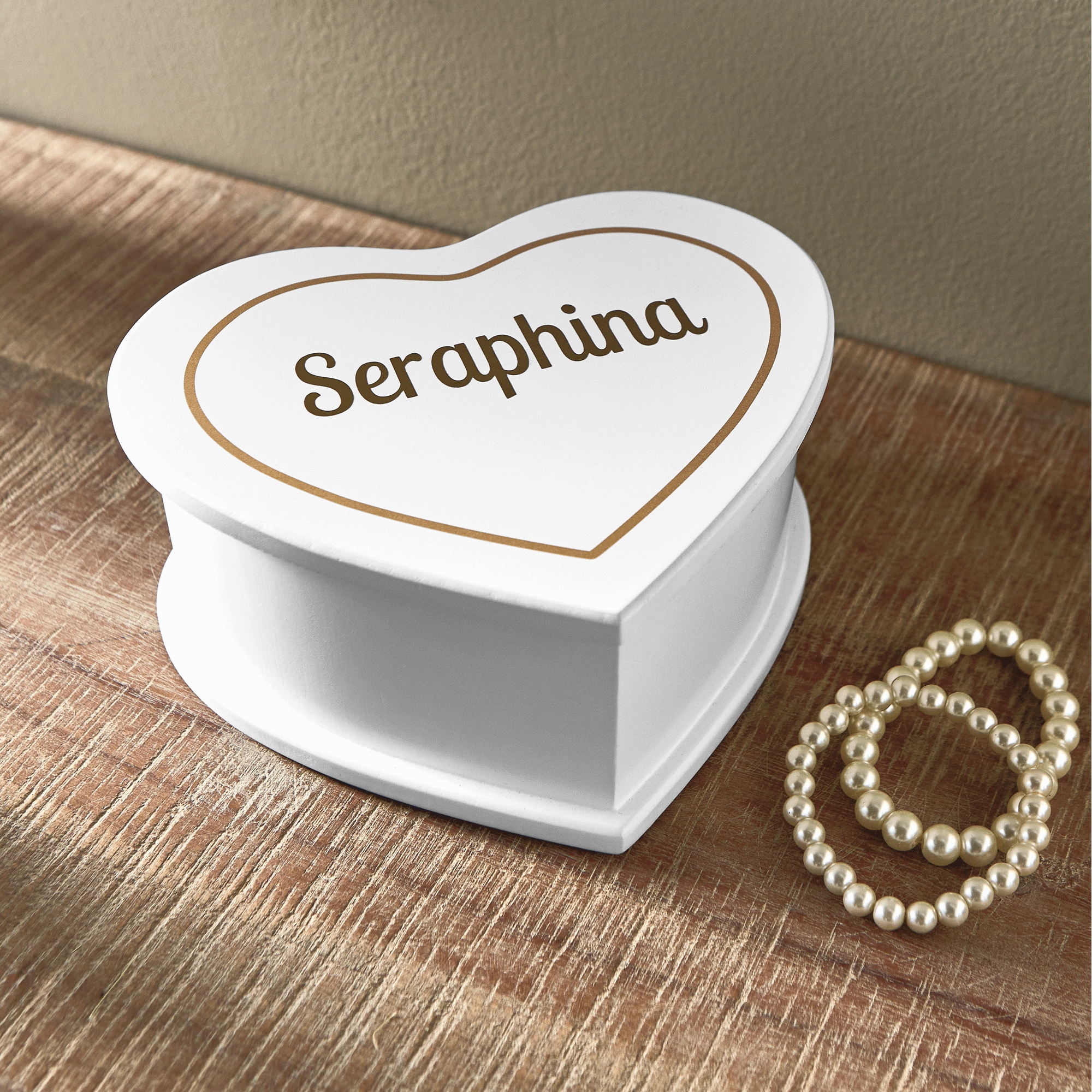 Musical Heart Jewelry Box, White, large