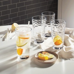 Set of 4 Hammered Glasses, , large