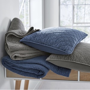 Vintage Wash Solid Oversized Quilt, , large