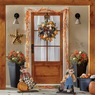 Blue Mum and White Pumpkin Wreath, , large