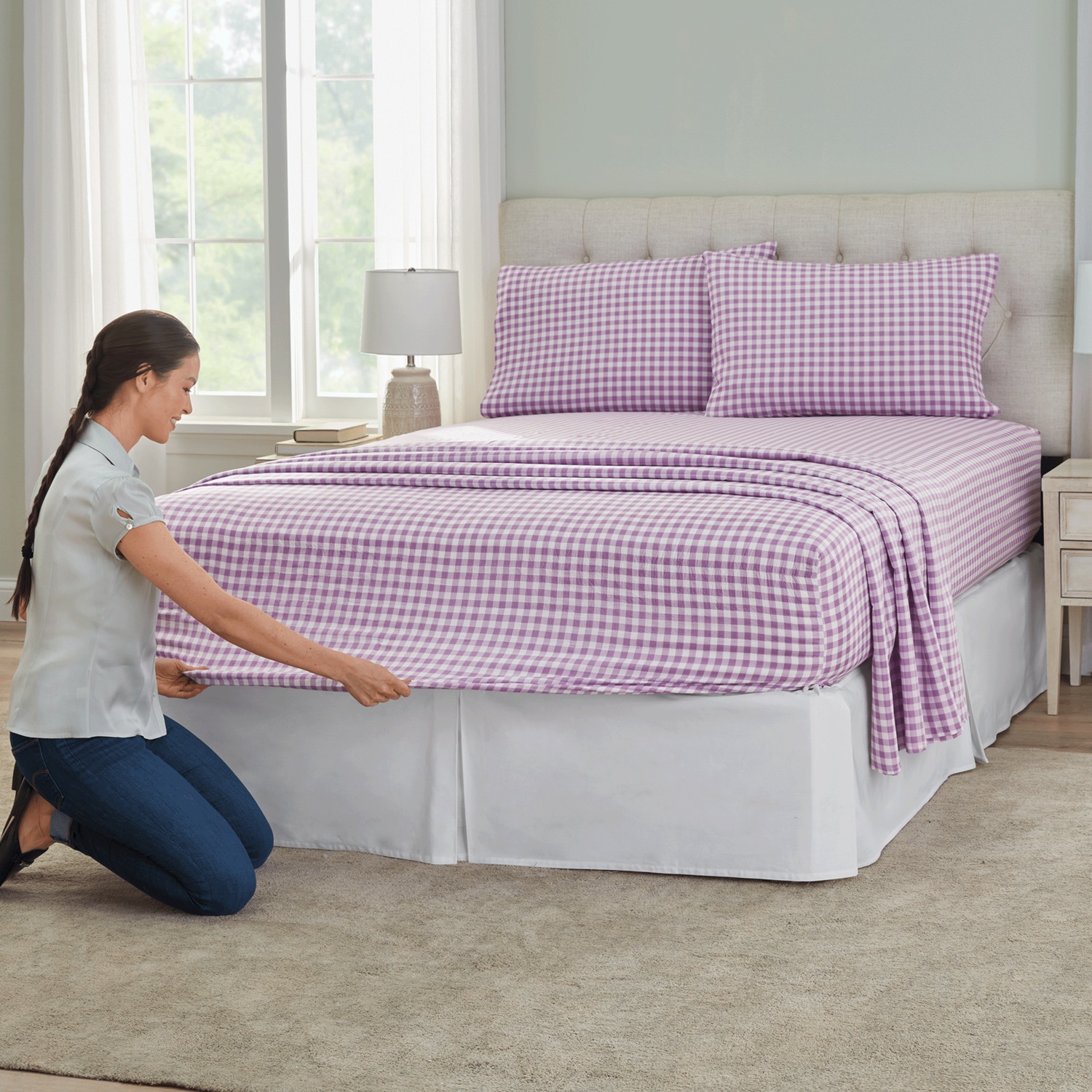 Bed Tite Gingham Microfiber Sheet Set Country Door