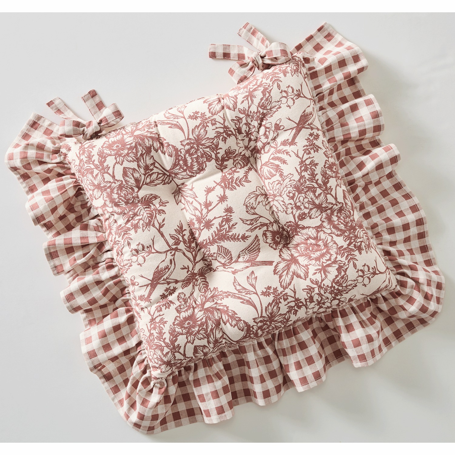 Gingham and Toile Chair Cushion | Country Door