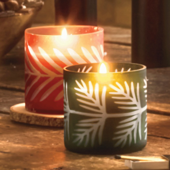 Patterned Glass Candle, , large