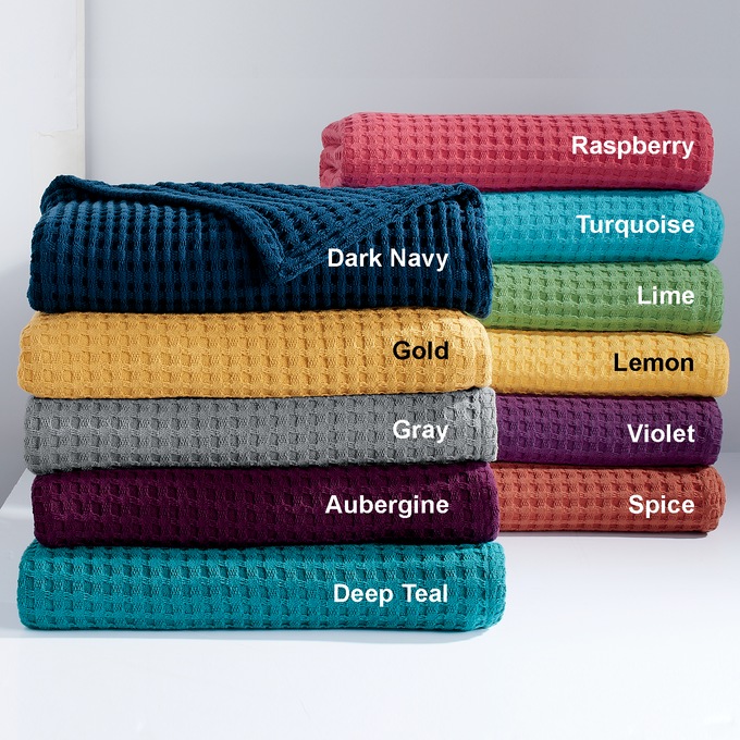 Color Connection Cotton Waffle Weave Blanket, , large