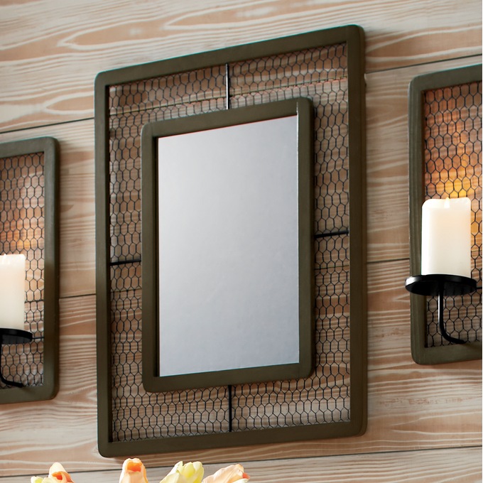 Chicken Wire Wall Mirror, , large