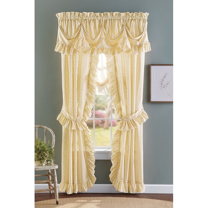 Mayfair Romantic Priscilla Ruffled Semi-Sheer Panel Pair with Tieback, , large
