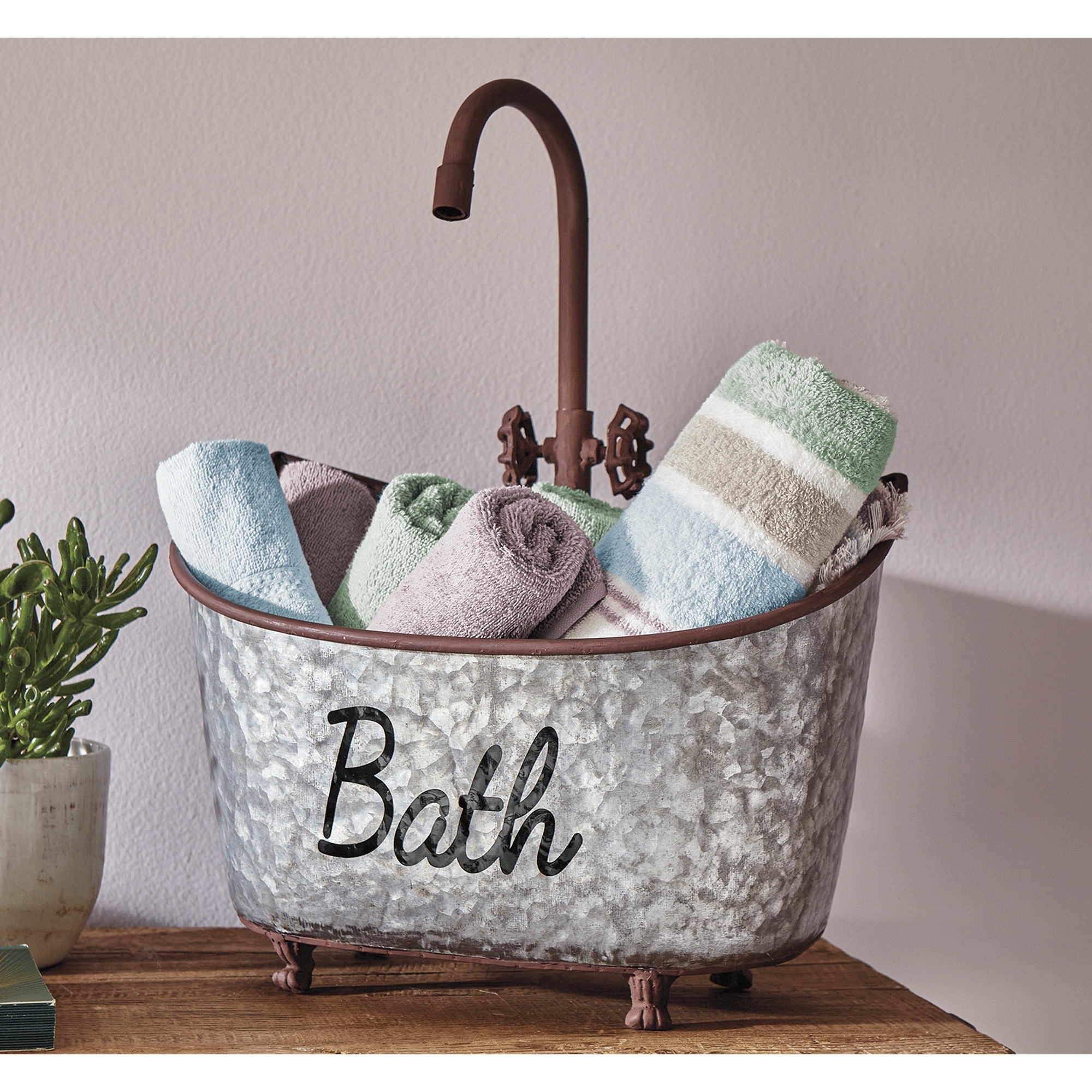 Galvanized Bathtub Basket, , large