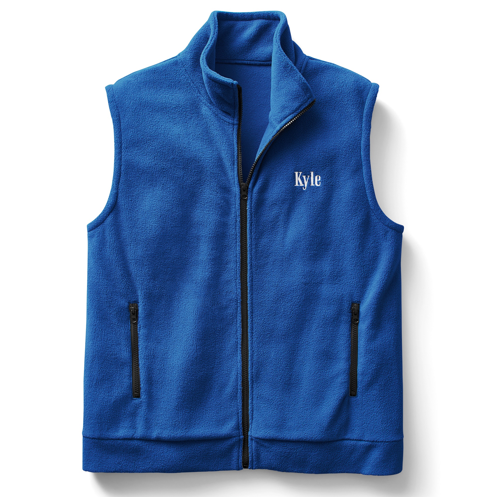 Personalized Men's Fleece Vest with Front Zipper and Embroidered Name, Bright Navy, large