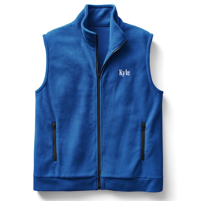 Personalized Men's Fleece Vest with Front Zipper and Embroidered Name, , large
