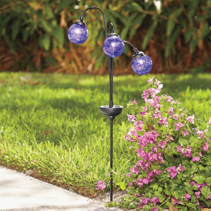 3 Orb Solar Light Stake, Purple, large