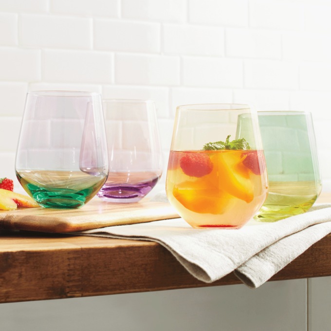 Mikasa Chroma Set of 4 Assorted Stemless Wine Glasses, , large
