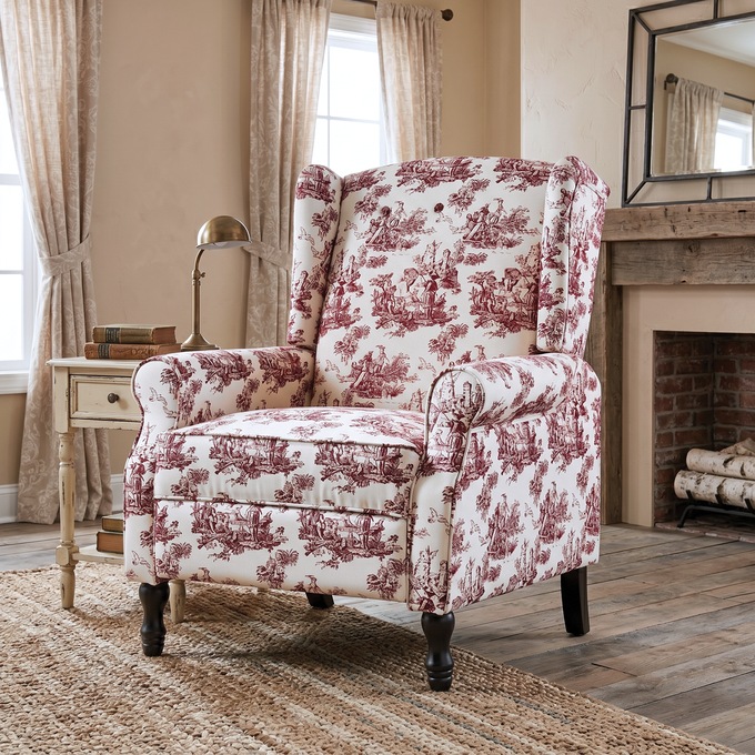 Toile Wingback Recliner, , large