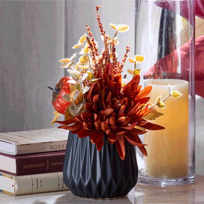 Mum Arrangement in Black Vase, , large