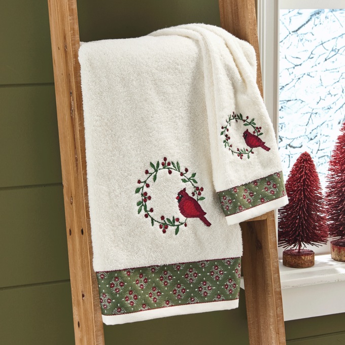 Cardinal Embroidered 2-Piece Bath Towel Set, , large