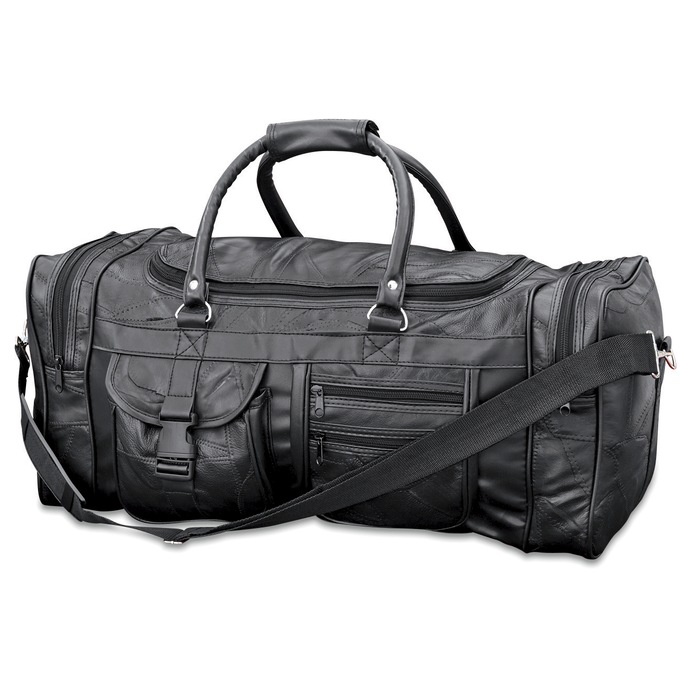 Patch Leather Duffel Bag, , large