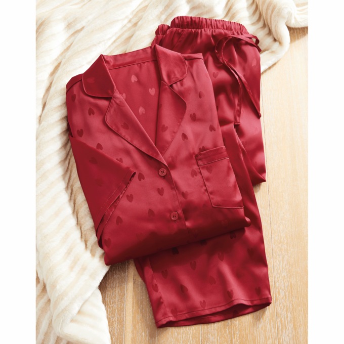 Satin Heart PJ Set, , large