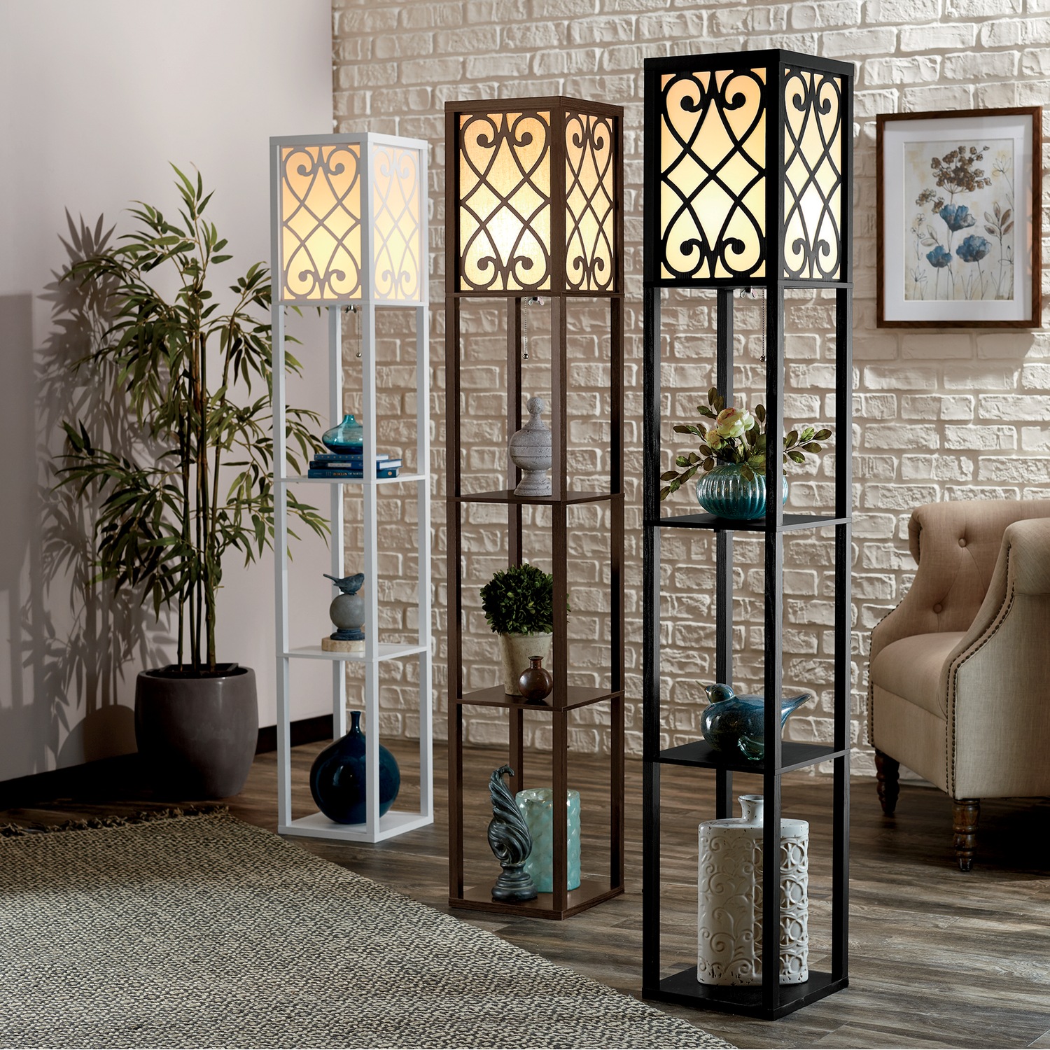 Eurico Floor Lamp with Shelves | Country Door Floor lamps, tripod floor lamps & standing lamps.