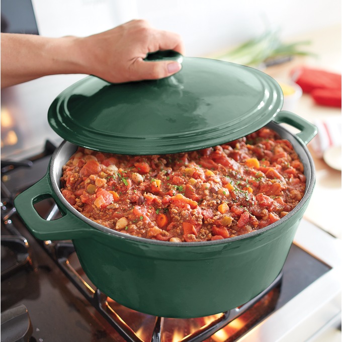 7-Qt. Enameled Cast Iron Casserole with Lid, , large