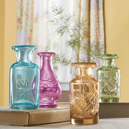 Set of 4 Colored Glass Bud Vases, , large