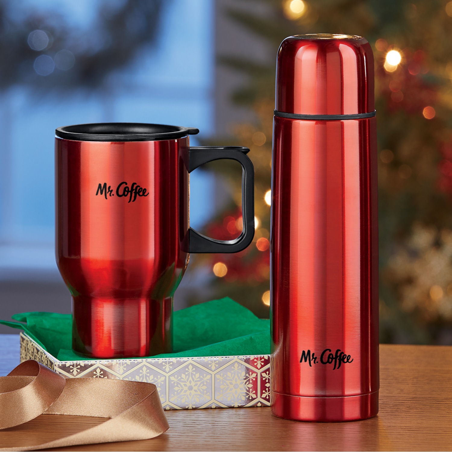 Mr. Coffee 2Piece Thermos & Travel Mug Set Country Door
