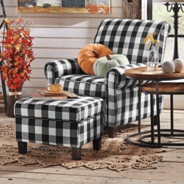 Buffalo Check Armchair and Ottoman, , large