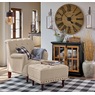Tufted Accent Chair and Nailhead Ottoman, , large