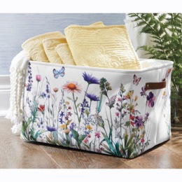 Wildflower Printed Tote Basket, , large