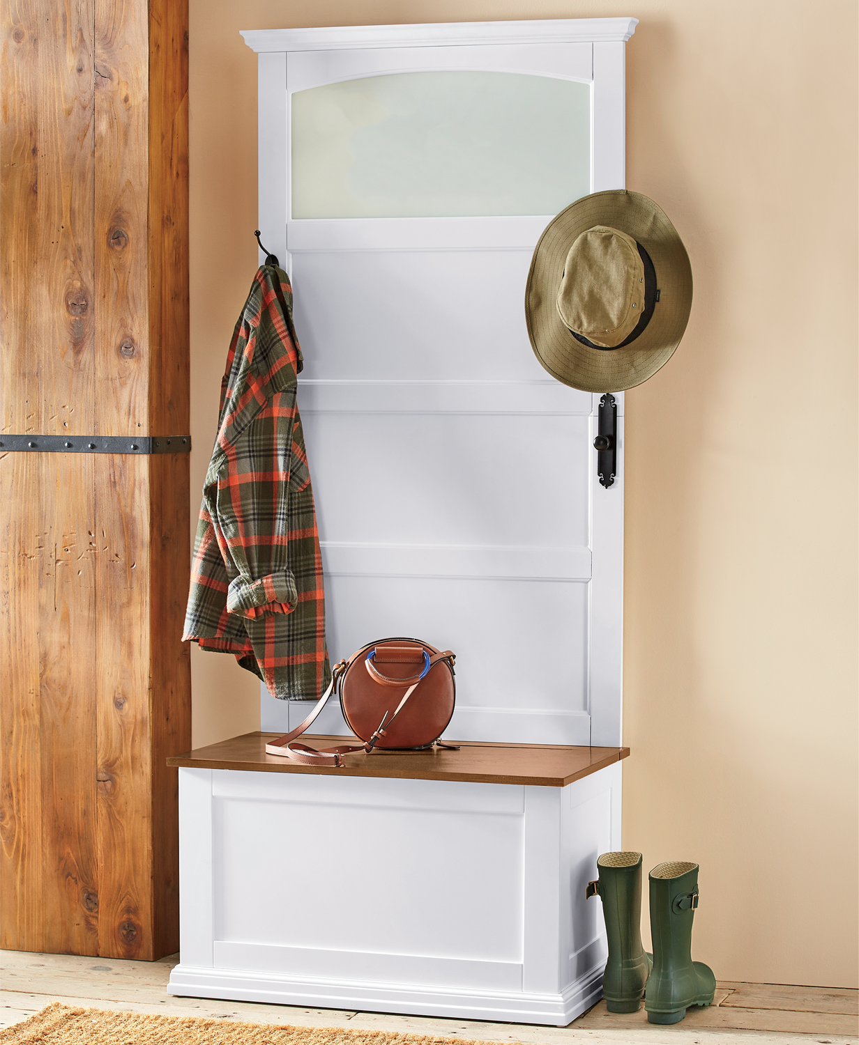 Door Hall Tree Bench, , large