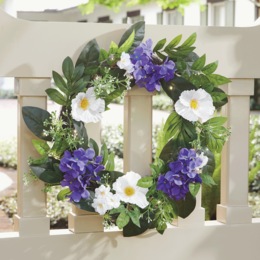 Outdoor Poppy and Hydrangea Wreath, , large