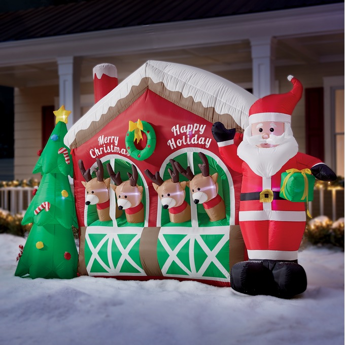 Santa and reindeer inflatable discount