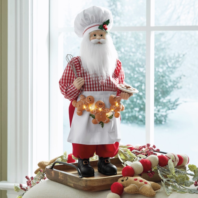 Gingerbread Baking Santa Figurine, , large