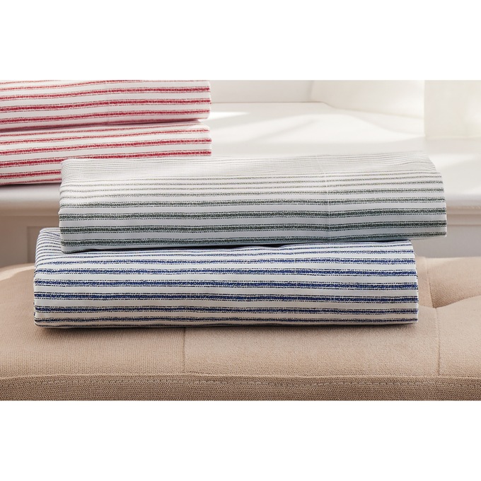 200-Thread Count Cotton Ticking Stripe Sheet Set, Navy, large