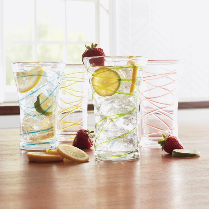 Set of 4 Assorted Swirl Acrylic Tumblers, , large
