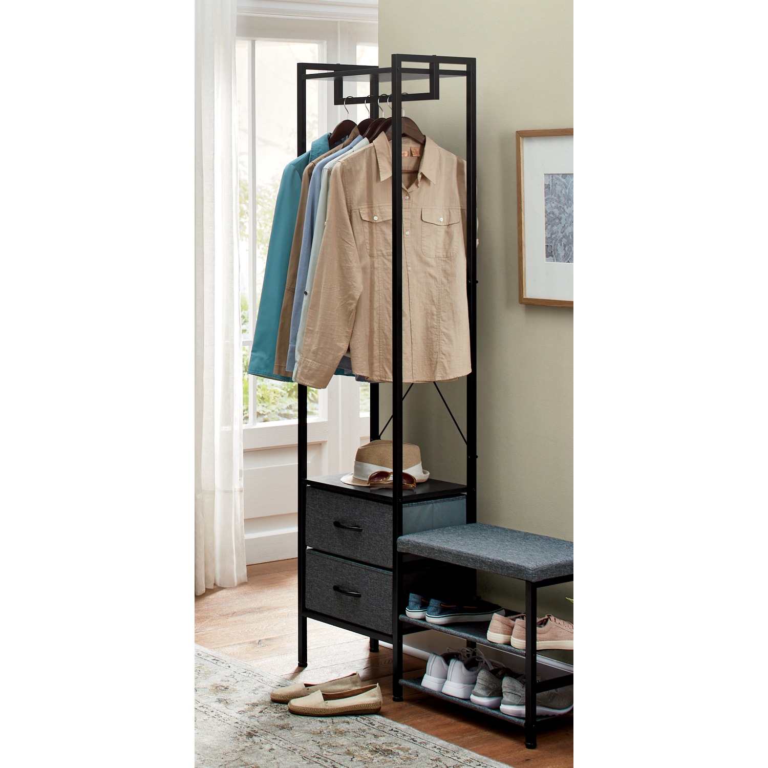 Beckett Storage Furniture and Garment Rack & Shoe Bench | Country Door