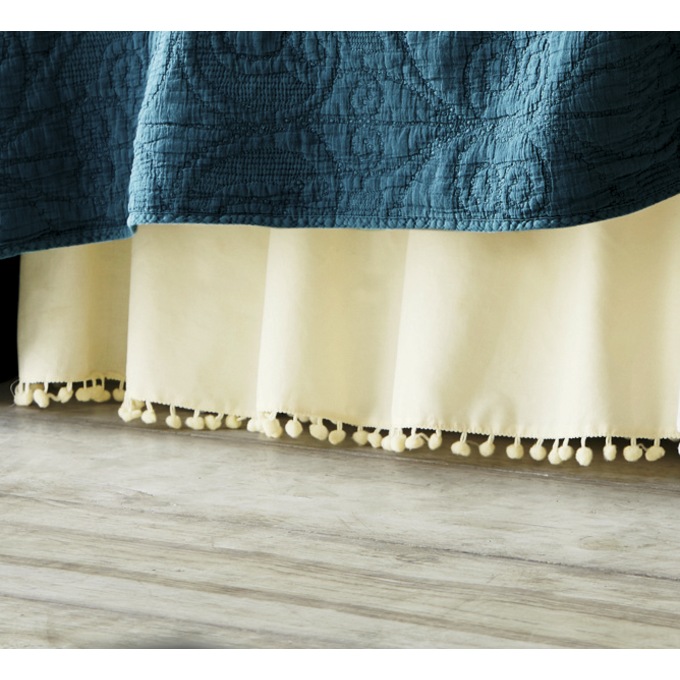 Ball-Fringe Bedskirt, , large