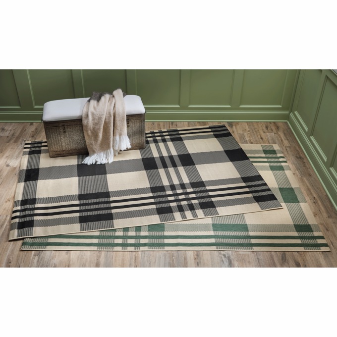 Indoor/Outdoor Plaid Rug, Black Bone, large