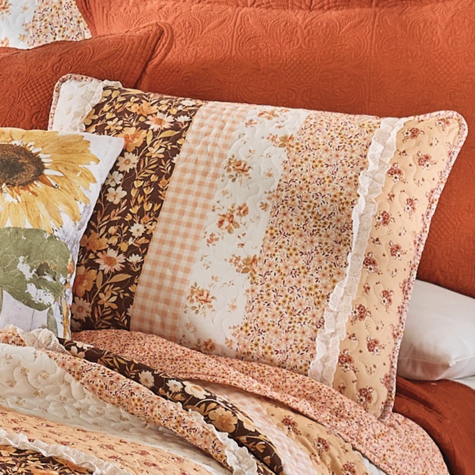 Virginia Fall Floral Ruffle Quilted Sham, Multi, large