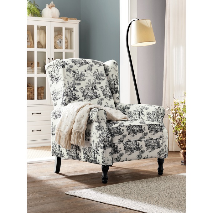 Toile Wingback Recliner, , large