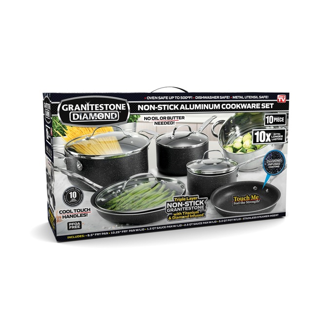 Granitestone Cookware Set, Aluminum, Non-Stick, 10-Piece, Search