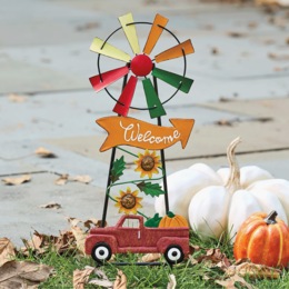 Fall Welcome Windmill Yard Stake, , large
