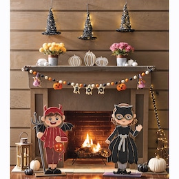 Chunky Wood Cutouts Lit Trick-Or-Treaters - Buy Both, , large