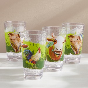Set of 4 Farm Animal Tumblers, , large