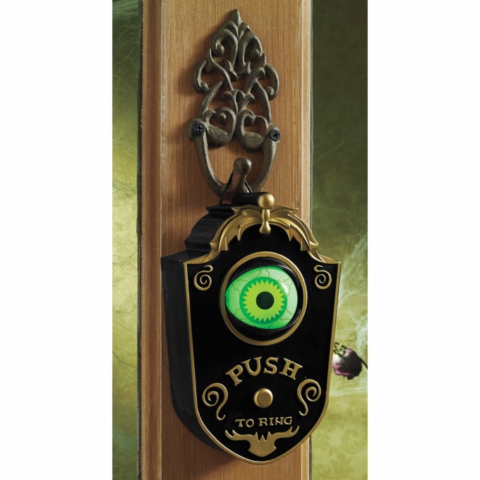 Hanging Doorbell with Green Light and Moving Eye, , large