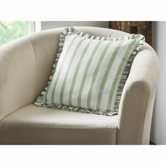 Green Stripe Pleated Indoor/Outdoor Accent Pillow, , large