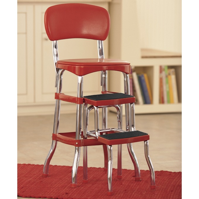 Cosco Red Retro Counter Chair / Step Stool